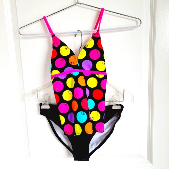 OP Other - NWT Girls Op UPF 50+ Tankini Black Pink Colorful Sz 10-12